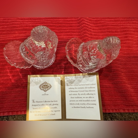 NIB 24% LEAD CRYSTAL TURKEY SALT & PEPPER PAIR Shannon Crystal by Godinger - Picture 12 of 16